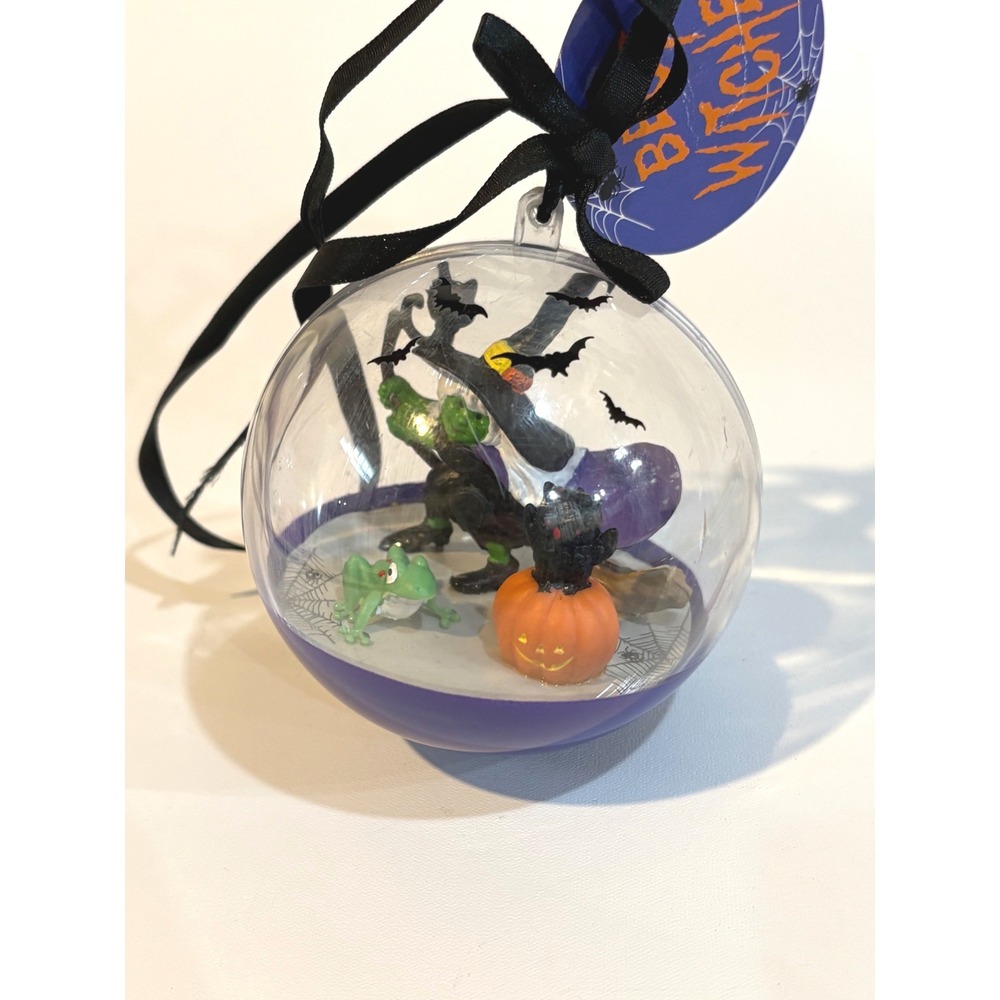 Halloween Best Witches Diorama Ornament Witch Cat Pumpkin Frog Globe 3 Inch